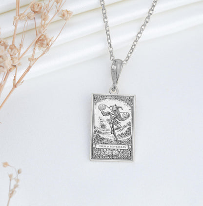 Two of Pentacles Pendant Necklace