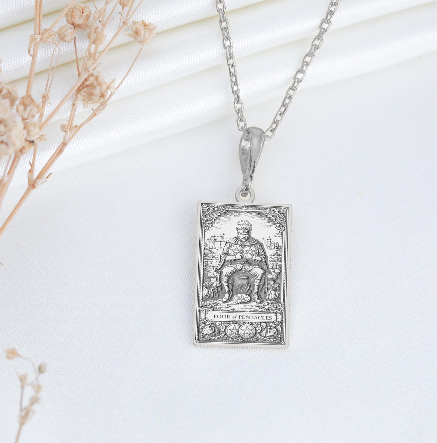 Four of Pentacles Pendant Necklace