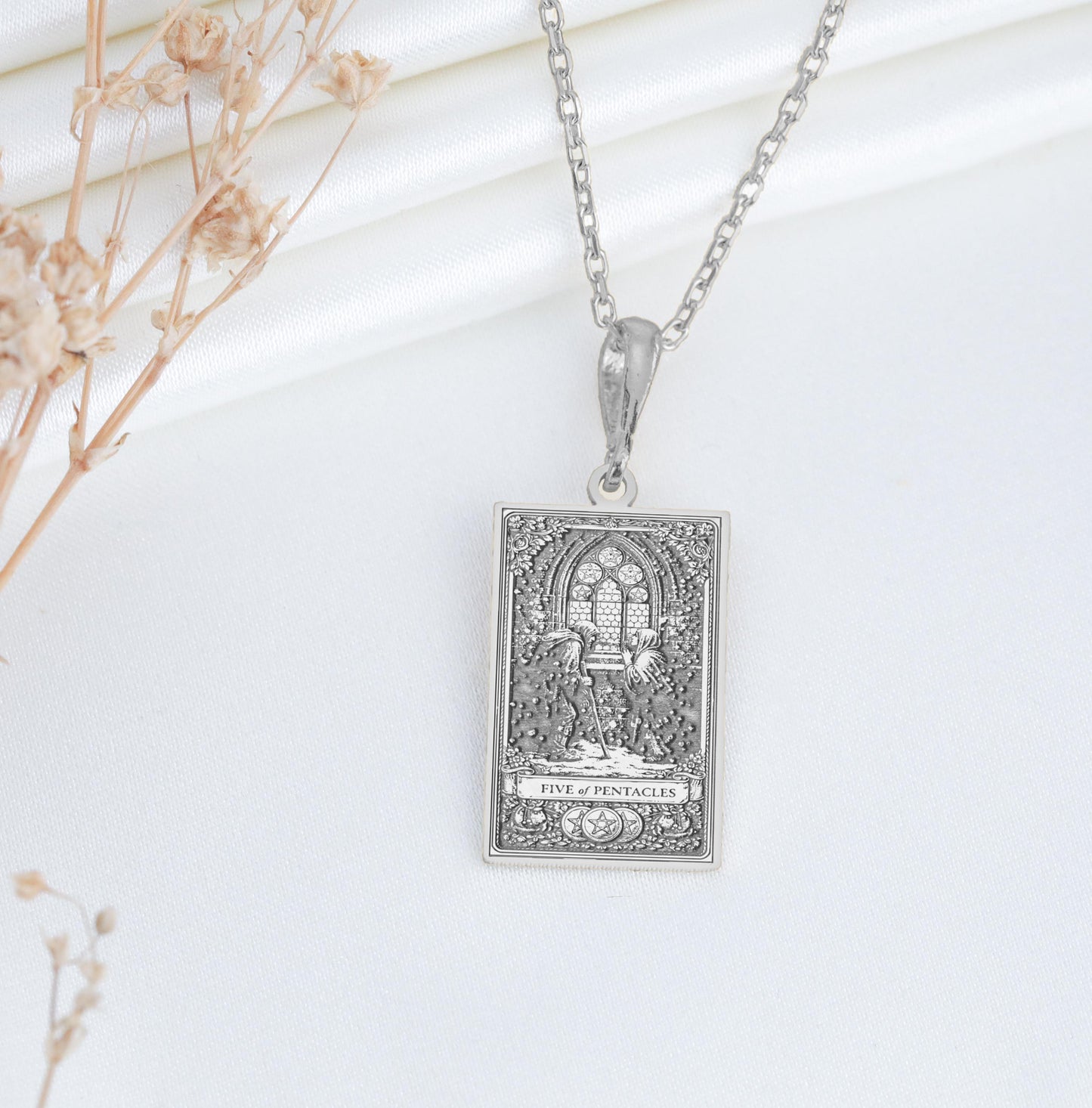 Five of Pentacles Tarot Card Pendant