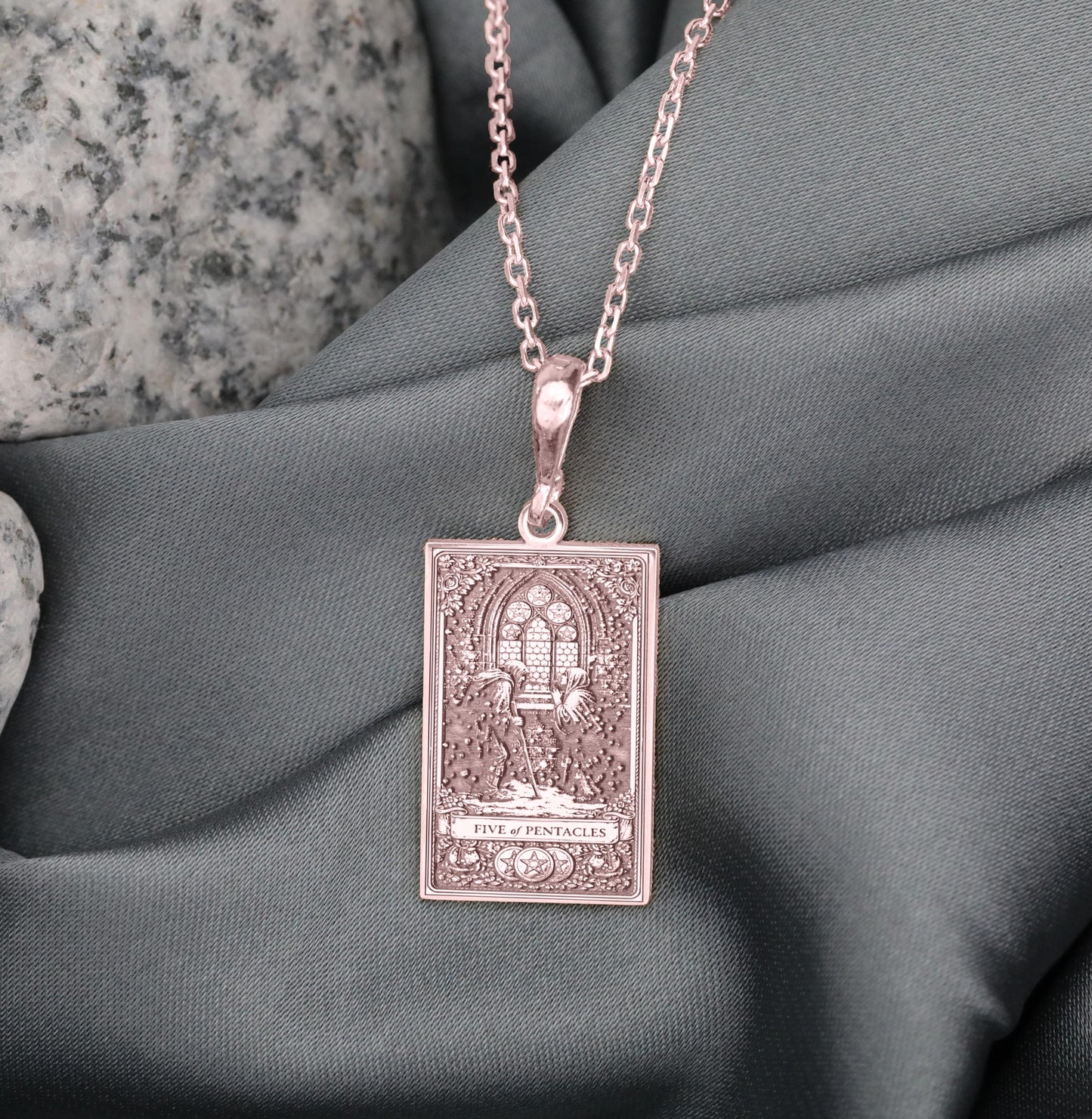 Five of Pentacles Tarot Card Pendant