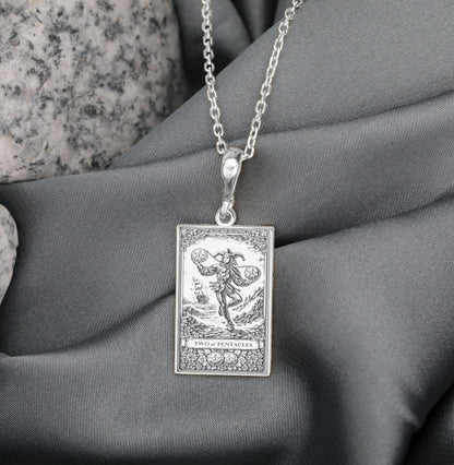 Two of Pentacles Pendant Necklace