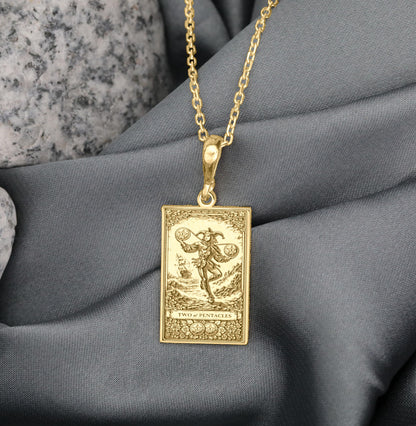 Two of Pentacles Pendant Necklace