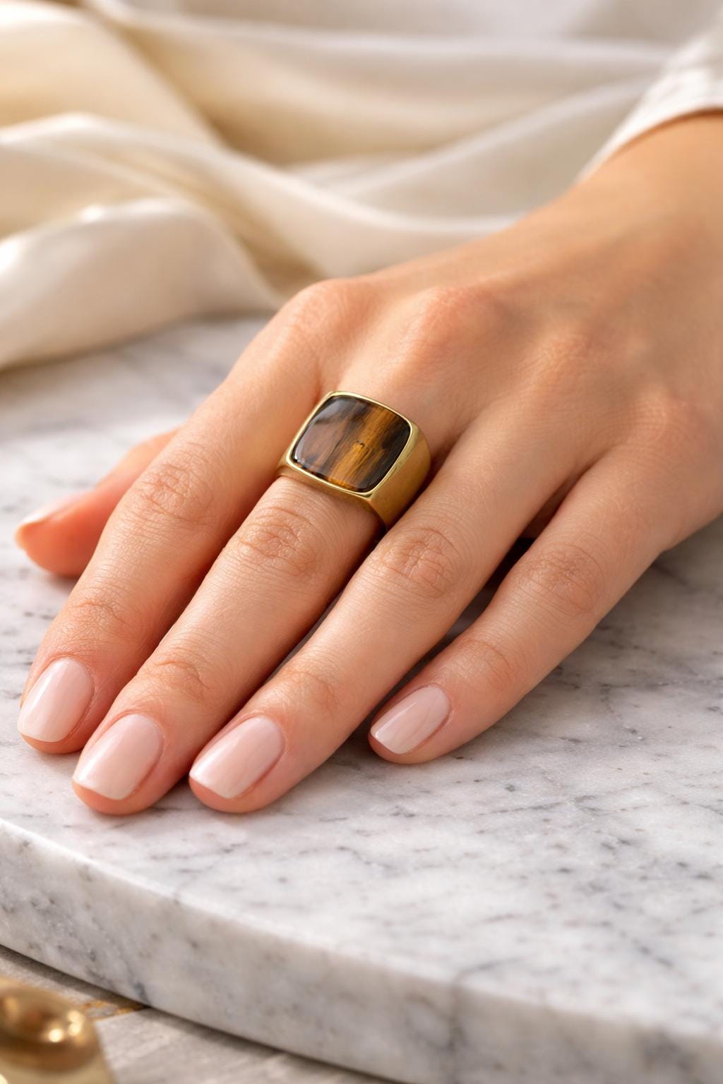 Aqeeq Stone Silver Ring