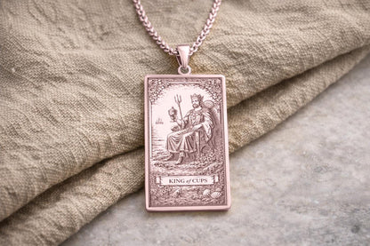 King of Cups Tarot Pendant Necklace: Symbol of Emotional Balance, Wisdom, and Inner Strength