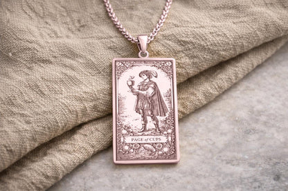 Page of Cups Tarot Pendant Necklace: Symbol of Emotional Openness, Intuition, and New Beginnings