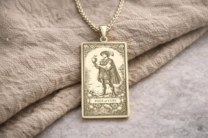 Page of Cups Tarot Pendant Necklace: Symbol of Emotional Openness, Intuition, and New Beginnings