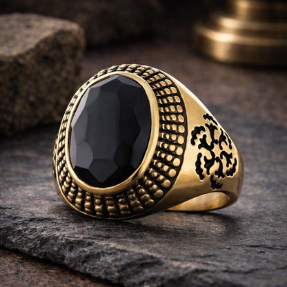 Motif Edges Silver Men Ring: Geometric Statement Ring with Bold Masculine Design