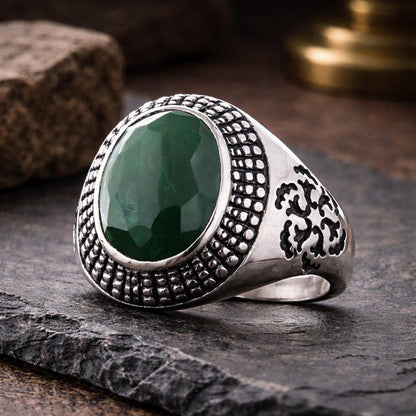 Motif Edges Silver Men Ring: Geometric Statement Ring with Bold Masculine Design