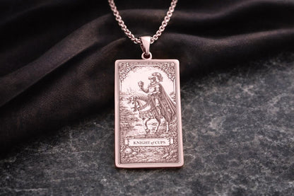 Knight of Cups Tarot Pendant Necklace: Symbol of Romance, Emotional Depth, and Heart-Led Courage