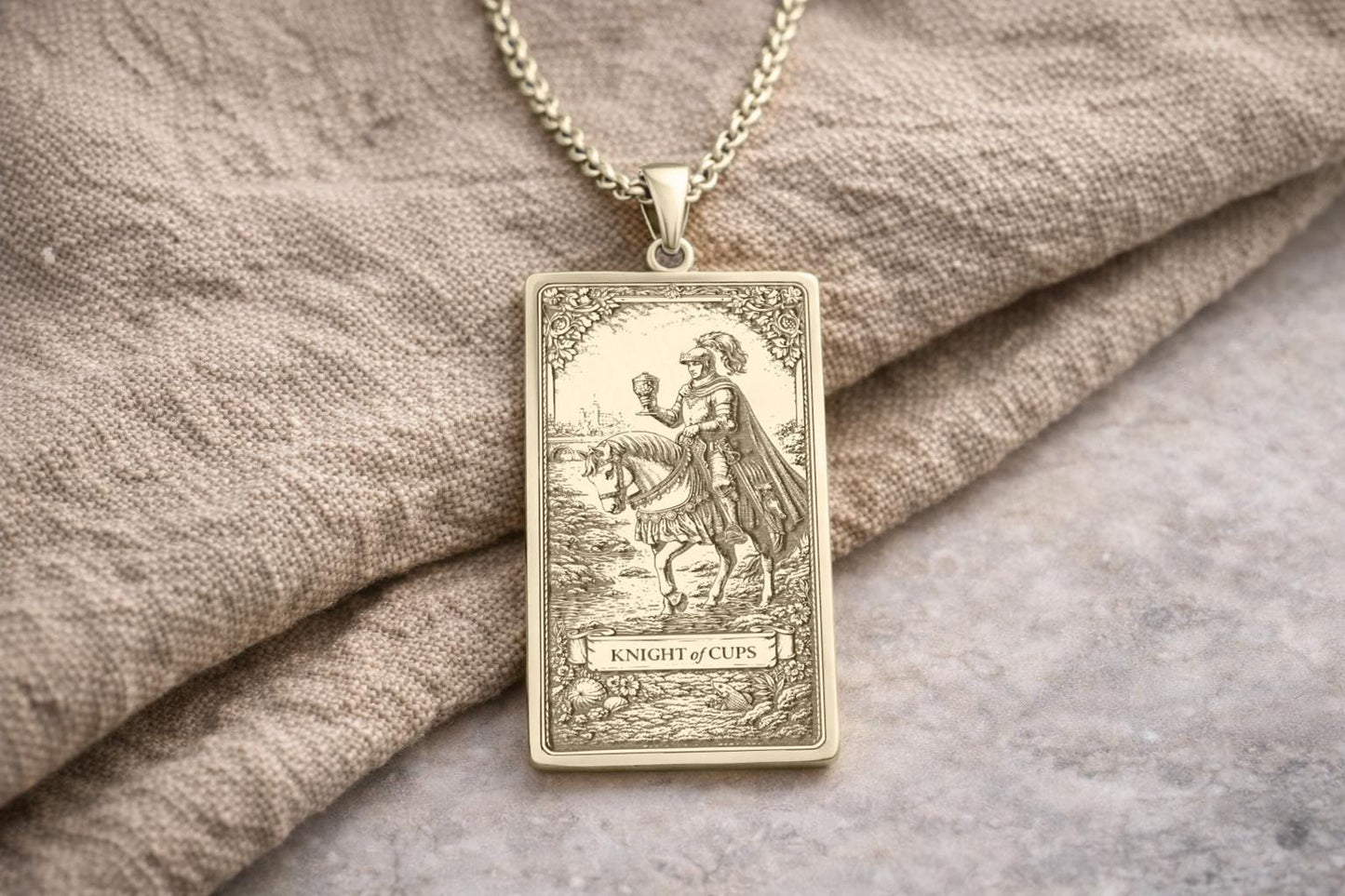 Knight of Cups Tarot Pendant Necklace: Symbol of Romance, Emotional Depth, and Heart-Led Courage