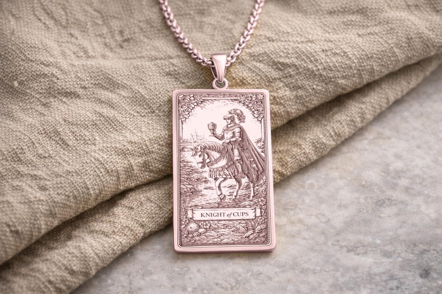 Knight of Cups Tarot Pendant Necklace: Symbol of Romance, Emotional Depth, and Heart-Led Courage