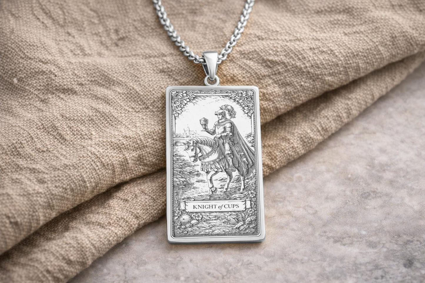 Knight of Cups Tarot Pendant Necklace: Symbol of Romance, Emotional Depth, and Heart-Led Courage