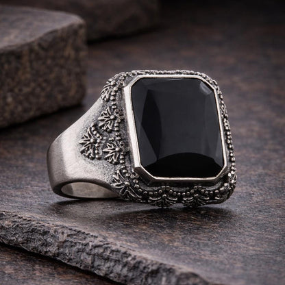 Motif Stone Silver Ring: Symbolic Statement Ring with Cultural and Spiritual Meaning