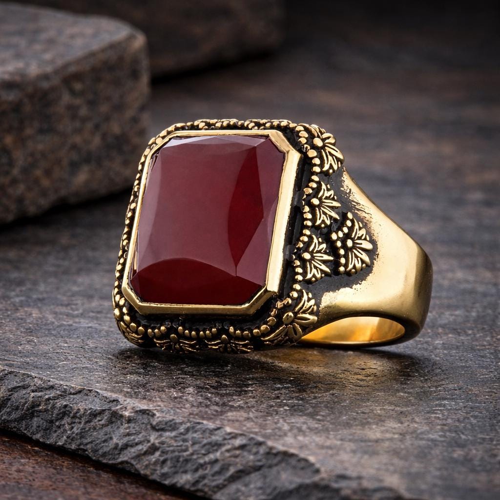 Motif Stone Silver Ring: Symbolic Statement Ring with Cultural and Spiritual Meaning