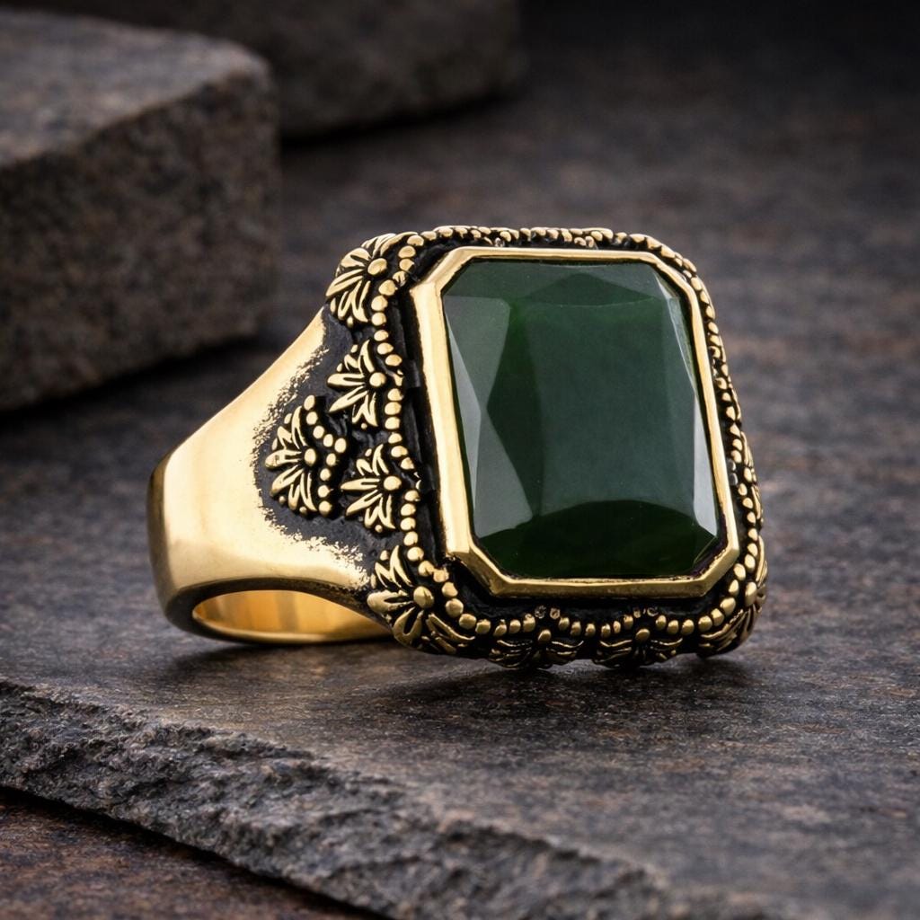 Motif Stone Silver Ring: Symbolic Statement Ring with Cultural and Spiritual Meaning