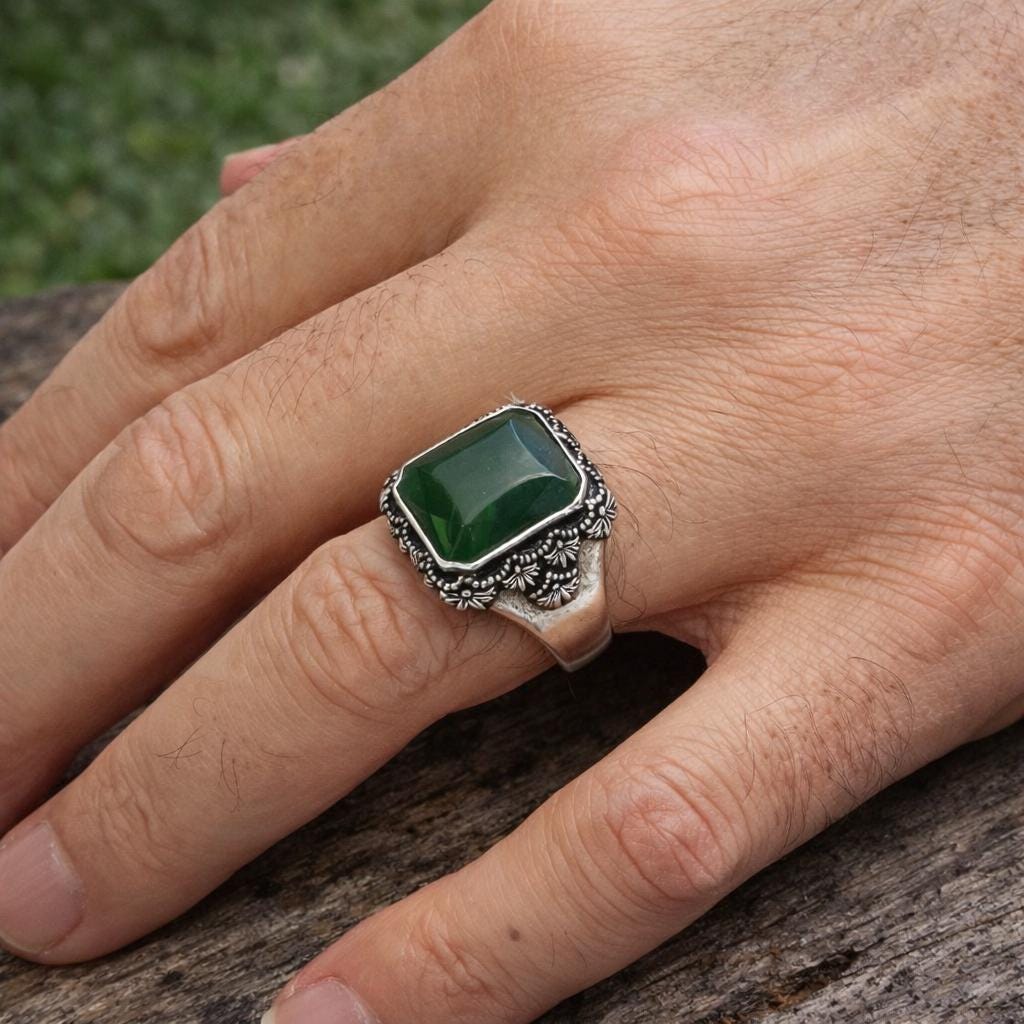 Motif Stone Silver Ring: Symbolic Statement Ring with Cultural and Spiritual Meaning