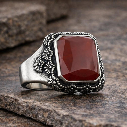 Motif Stone Silver Ring: Symbolic Statement Ring with Cultural and Spiritual Meaning