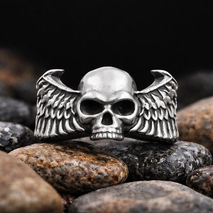 Winged Skull Sterling Silver Ring: Gothic Symbol of Freedom, Mortality, and Rebellion