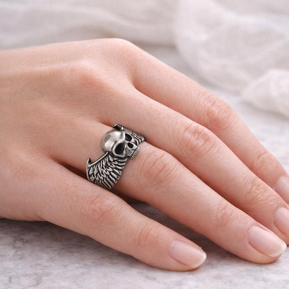 Winged Skull Sterling Silver Ring: Gothic Symbol of Freedom, Mortality, and Rebellion