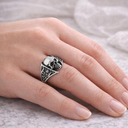 Skull Motif Sterling Silver Ring: Gothic Symbol of Mortality and Bold Identity