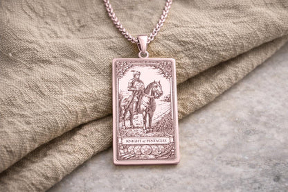 Knight of Pentacles Tarot Pendant Necklace: Symbol of Discipline, Consistency, and Steady Progress