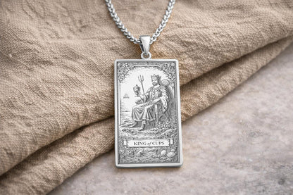 King of Cups Tarot Pendant Necklace: Symbol of Emotional Balance, Wisdom, and Inner Strength