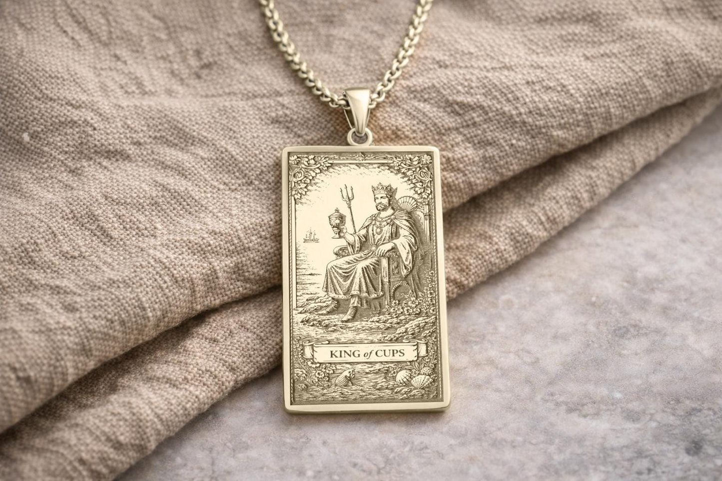 King of Cups Tarot Pendant Necklace: Symbol of Emotional Balance, Wisdom, and Inner Strength