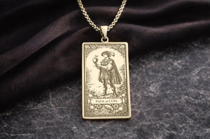 Page of Cups Tarot Pendant Necklace: Symbol of Emotional Openness, Intuition, and New Beginnings