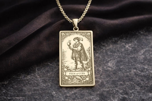 Page of Cups Tarot Pendant Necklace: Symbol of Emotional Openness, Intuition, and New Beginnings
