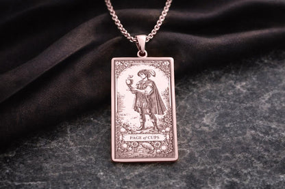 Page of Cups Tarot Pendant Necklace: Symbol of Emotional Openness, Intuition, and New Beginnings