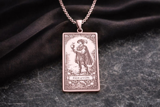 Page of Cups Tarot Pendant Necklace: Symbol of Emotional Openness, Intuition, and New Beginnings