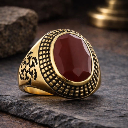 Motif Edges Silver Men Ring: Geometric Statement Ring with Bold Masculine Design