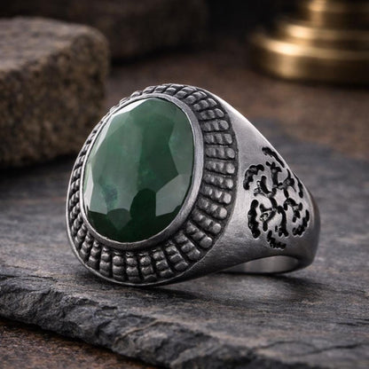 Motif Edges Silver Men Ring: Geometric Statement Ring with Bold Masculine Design
