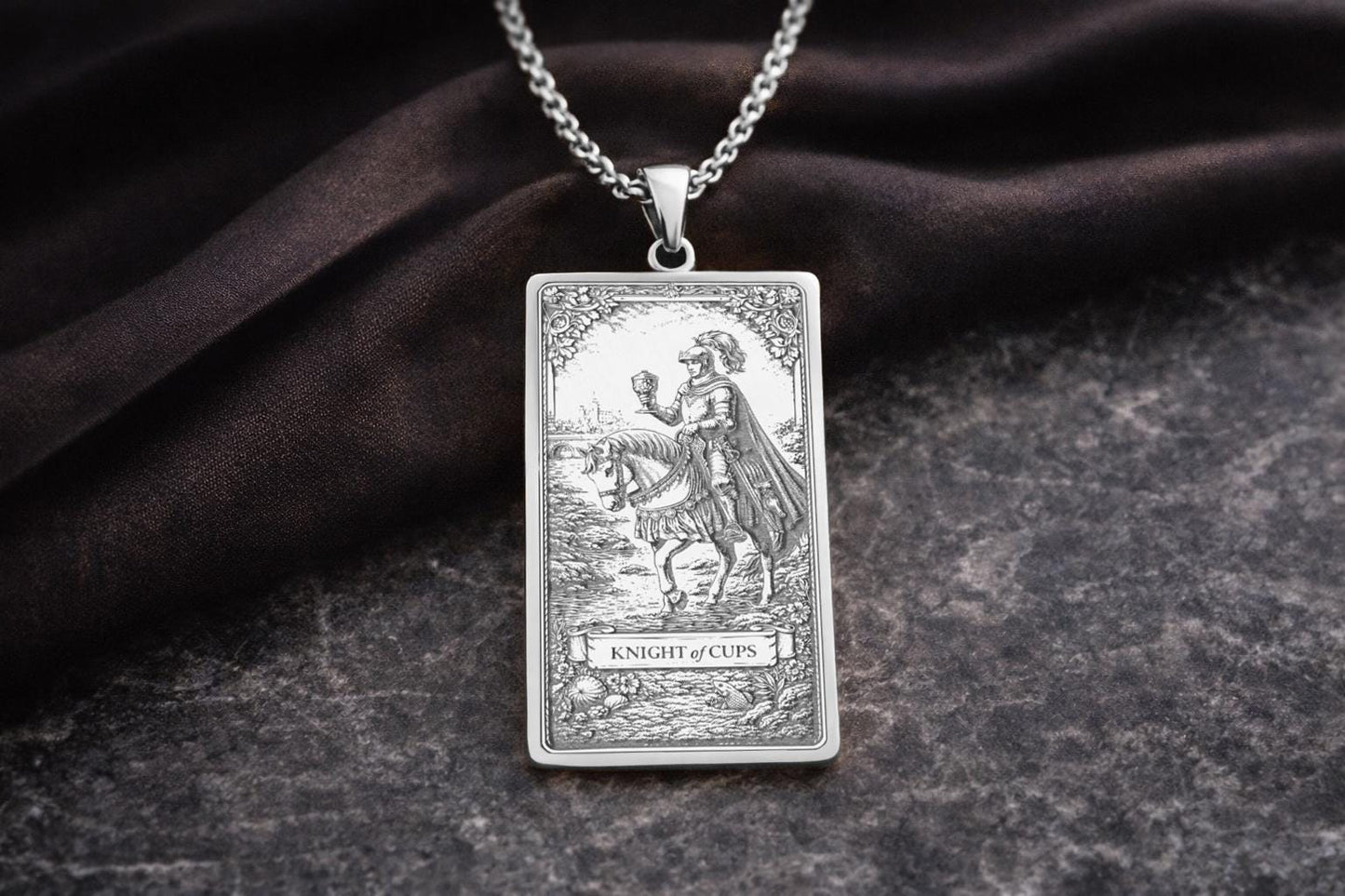 Knight of Cups Tarot Pendant Necklace: Symbol of Romance, Emotional Depth, and Heart-Led Courage