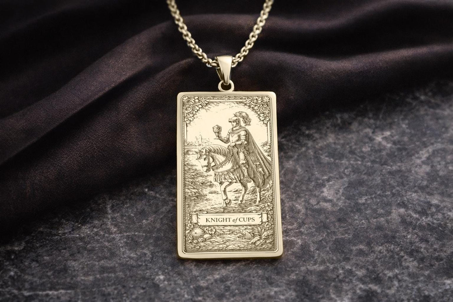 Knight of Cups Tarot Pendant Necklace: Symbol of Romance, Emotional Depth, and Heart-Led Courage