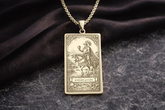 Knight of Cups Tarot Pendant Necklace: Symbol of Romance, Emotional Depth, and Heart-Led Courage