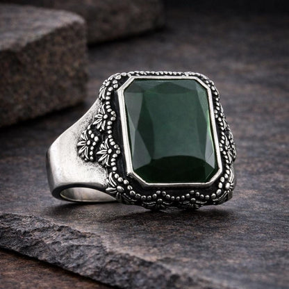 Motif Stone Silver Ring: Symbolic Statement Ring with Cultural and Spiritual Meaning