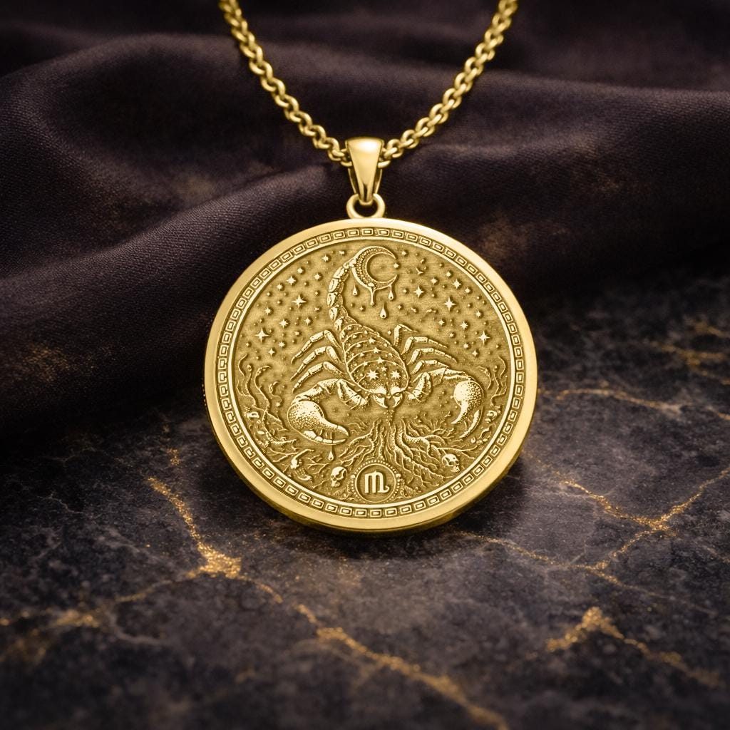 Scorpio Zodiac Pendant: Mythological Scorpion Symbol of Power, Transformation, and Protection Necklace