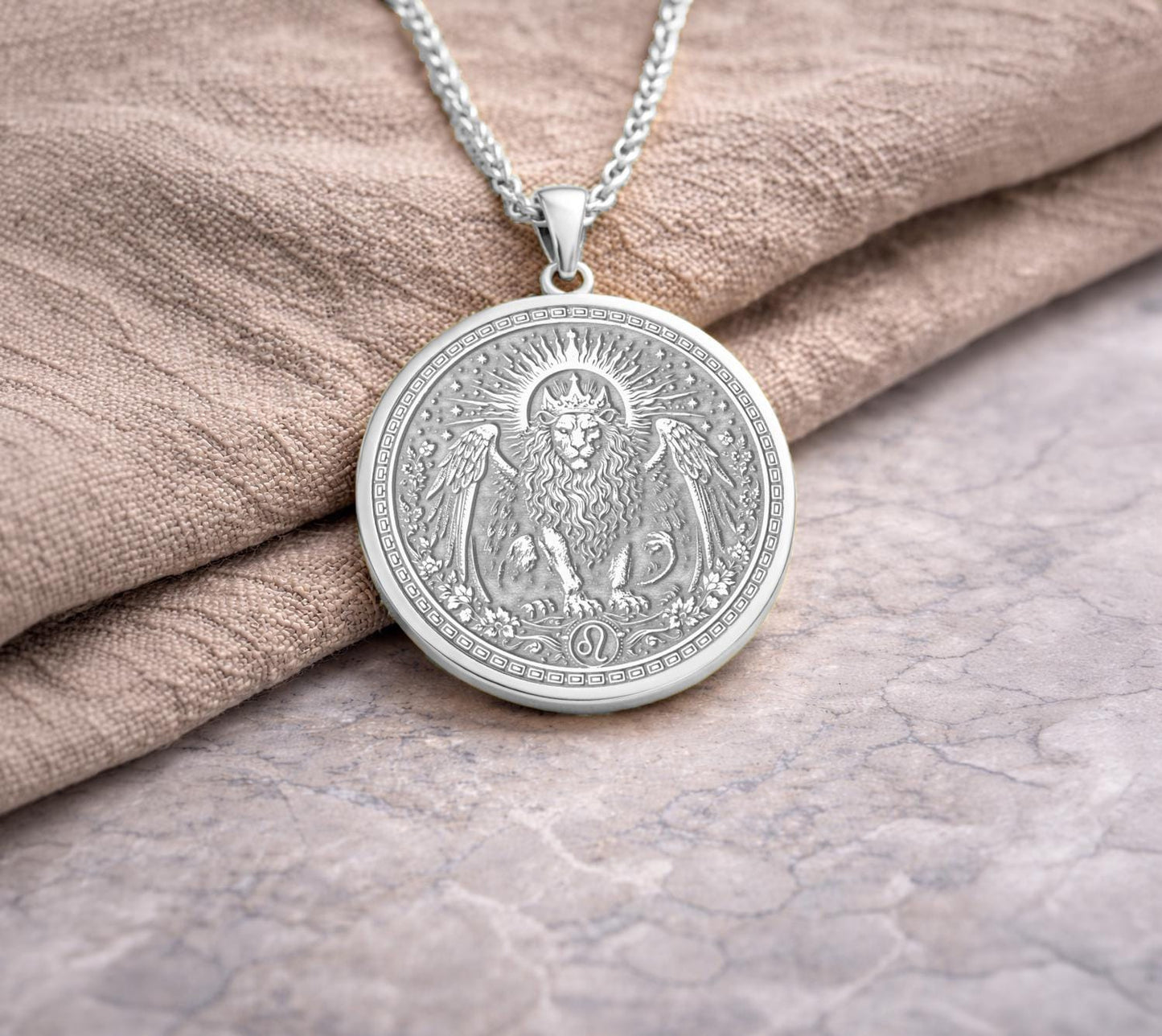 Leo Zodiac Lion Pendant: Nemean Lion Symbol of Courage, Strength, and Royal Power Necklace