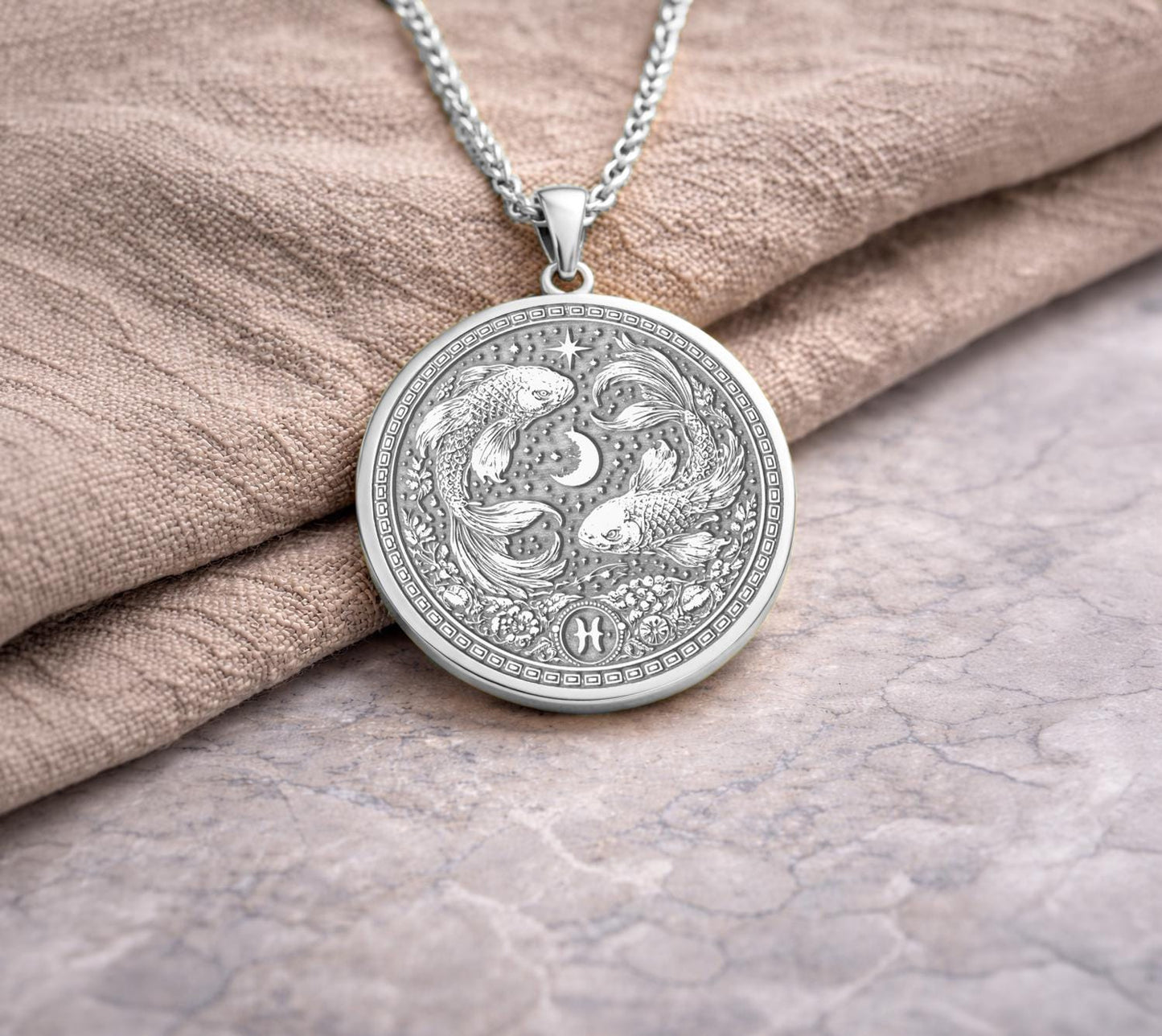Pisces Zodiac Pendant Necklace: Inspired by Aphrodite and Eros in Fish Form