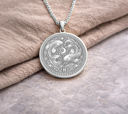 Pisces Zodiac Pendant Necklace: Inspired by Aphrodite and Eros in Fish Form