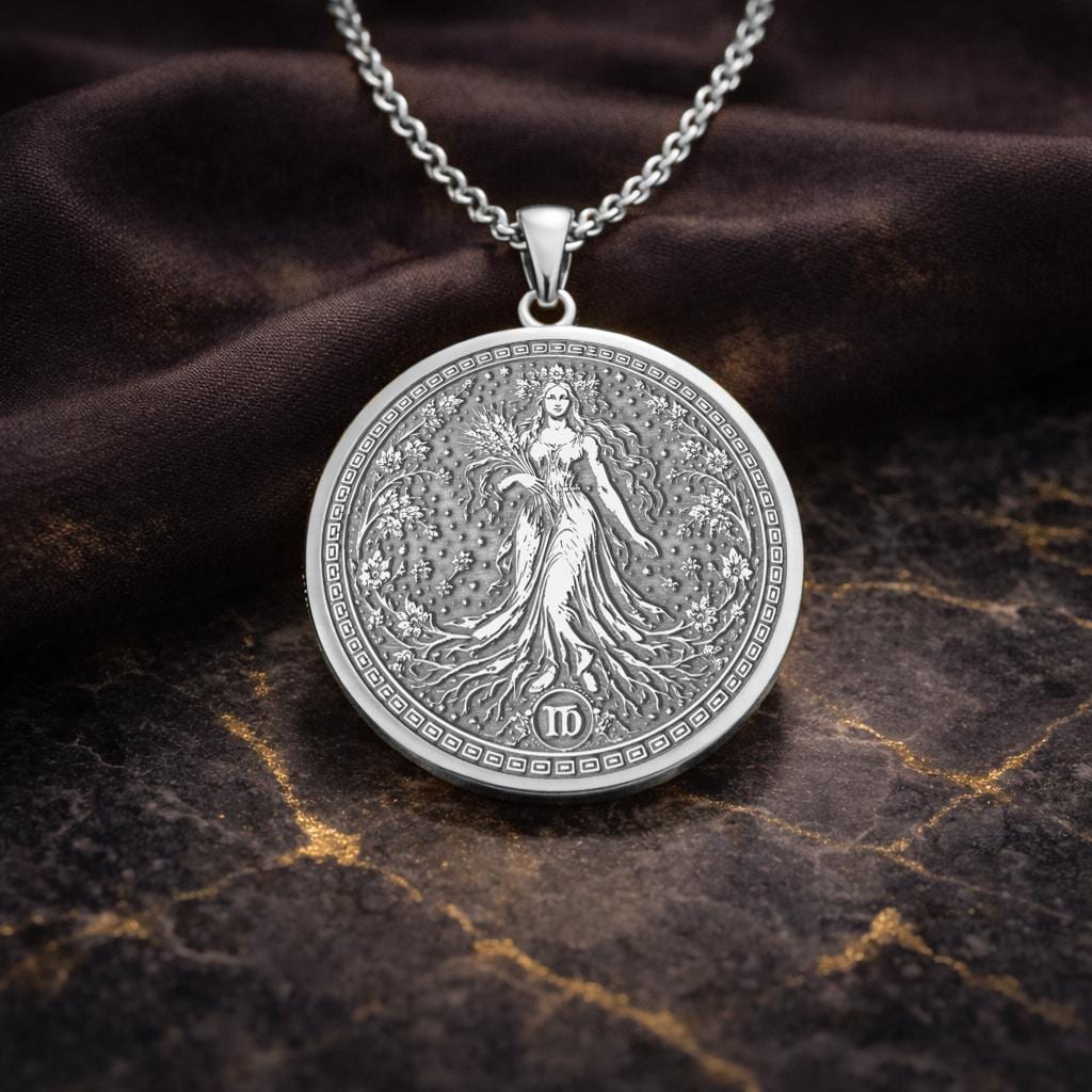 Virgo Zodiac Pendant Necklace: Inspired by Demeter, Persephone, and Astraea