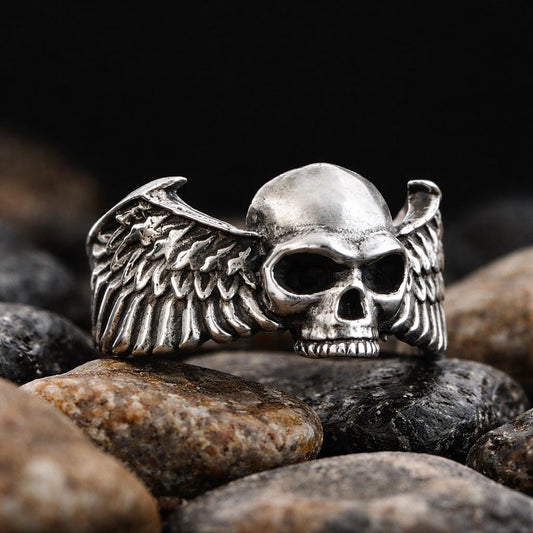 Winged Skull Sterling Silver Ring: Gothic Symbol of Freedom, Mortality, and Rebellion