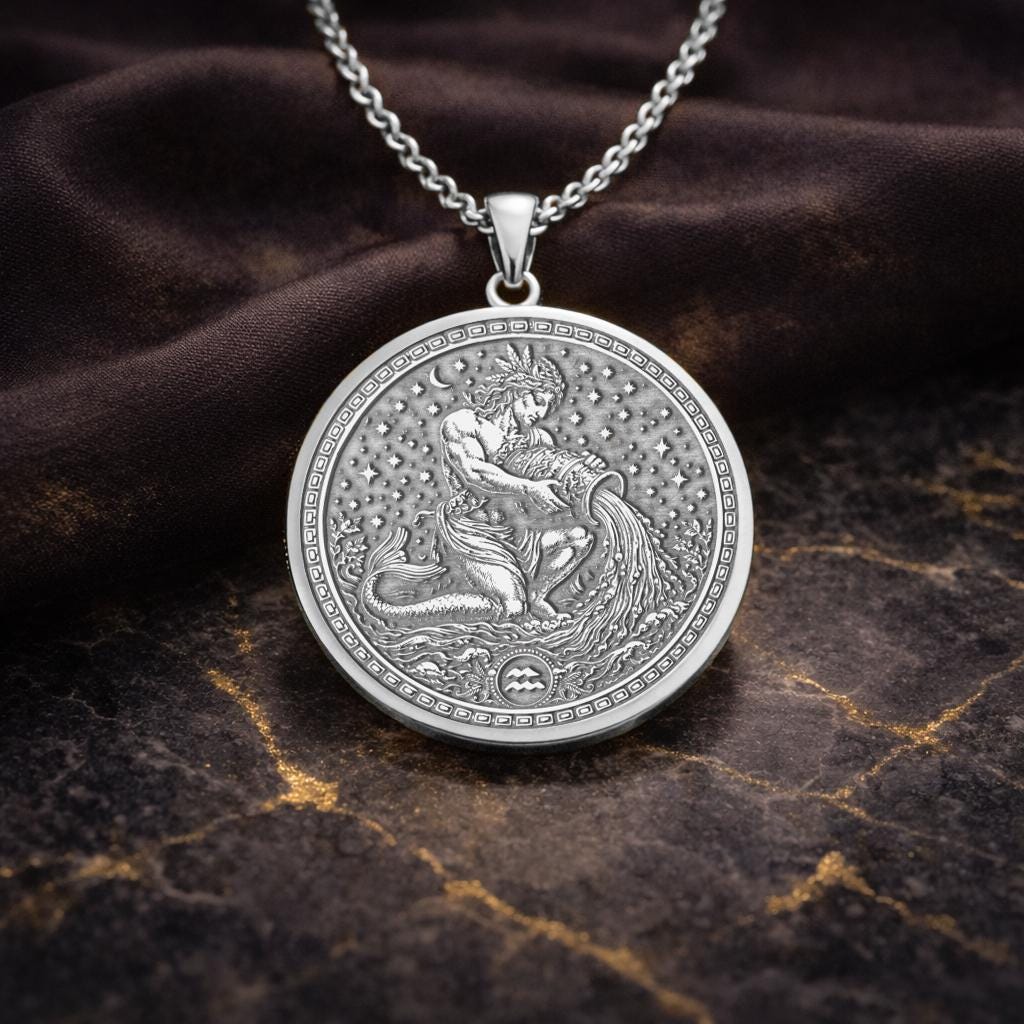 Aquarius Zodiac Pendant: Inspired by Ganymede the Water Bearer Necklace