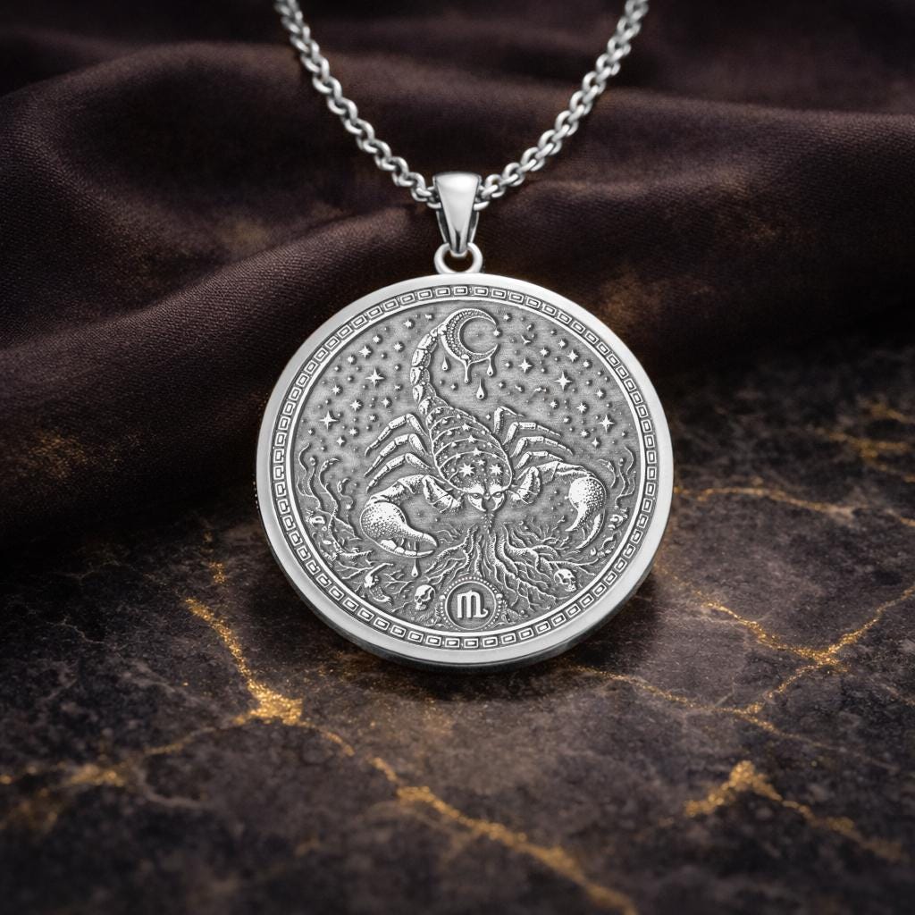Scorpio Zodiac Pendant: Mythological Scorpion Symbol of Power, Transformation, and Protection Necklace