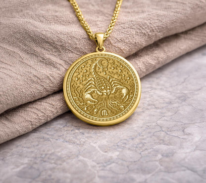 Scorpio Zodiac Pendant: Mythological Scorpion Symbol of Power, Transformation, and Protection Necklace