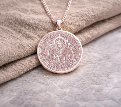 Leo Zodiac Lion Pendant: Nemean Lion Symbol of Courage, Strength, and Royal Power Necklace