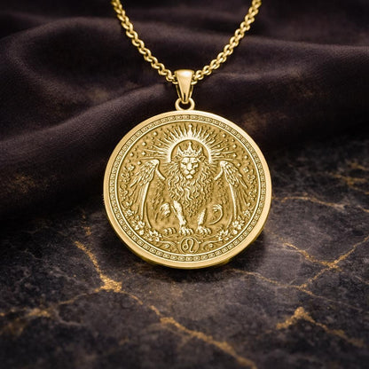 Leo Zodiac Lion Pendant: Nemean Lion Symbol of Courage, Strength, and Royal Power Necklace