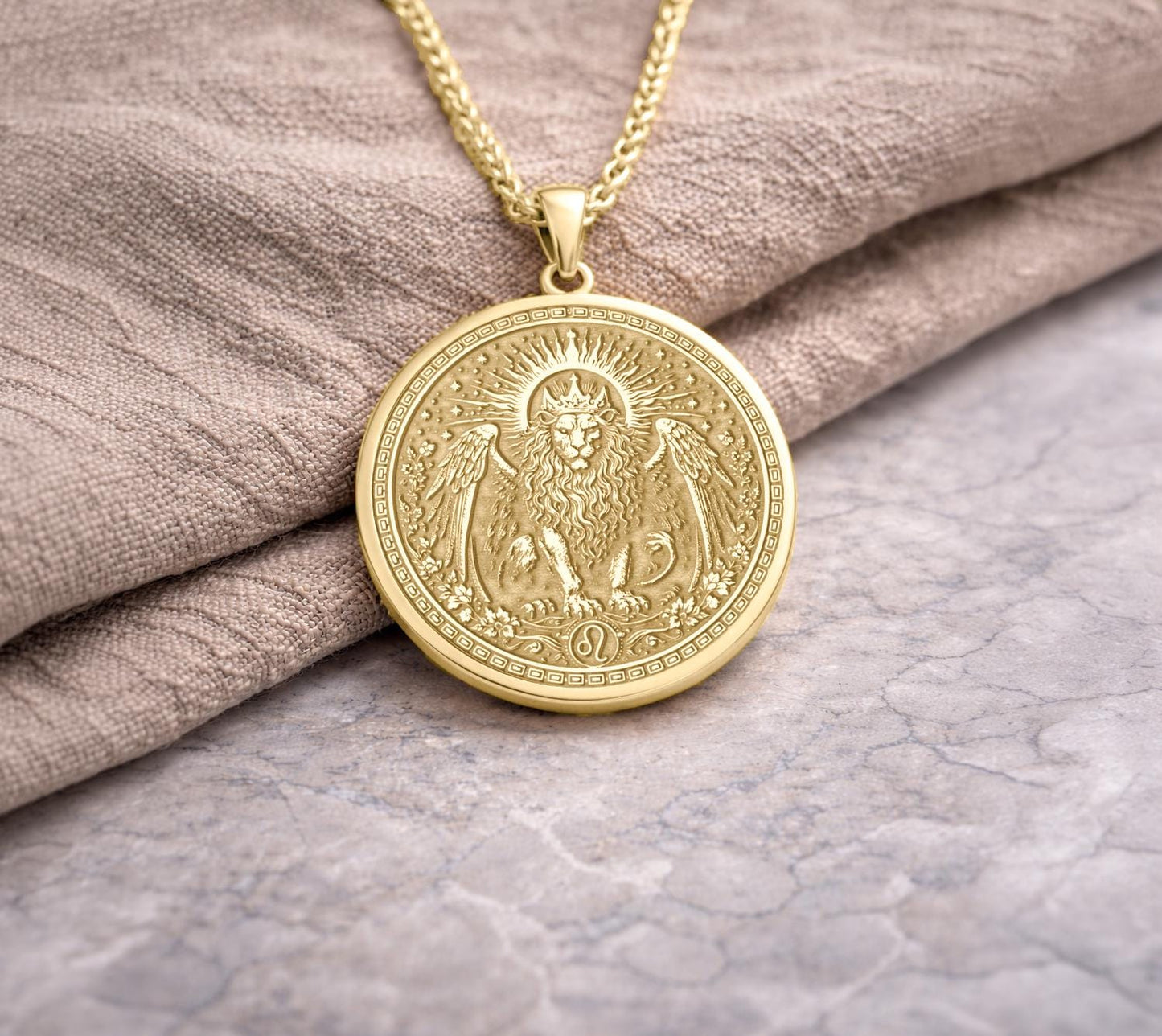 Leo Zodiac Lion Pendant: Nemean Lion Symbol of Courage, Strength, and Royal Power Necklace
