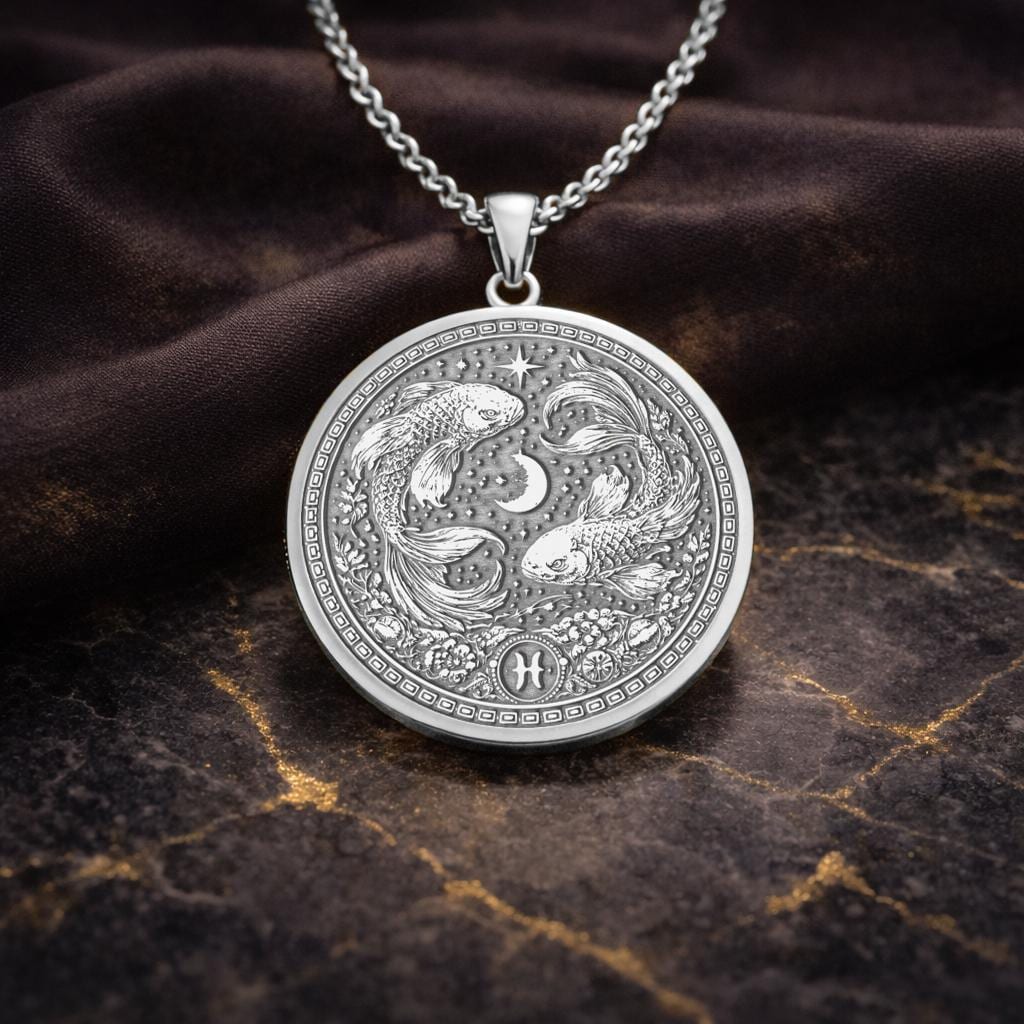 Pisces Zodiac Pendant Necklace: Inspired by Aphrodite and Eros in Fish Form